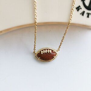 Kendra Scott Football Gold Orange Goldstone Short Necklace